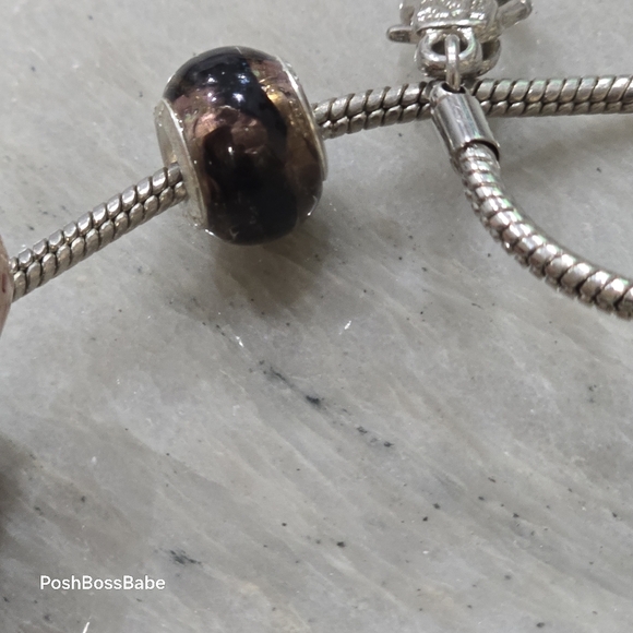 Murano .925 stearling silver center core glass bead fits pandora type bracelets - Picture 8 of 15